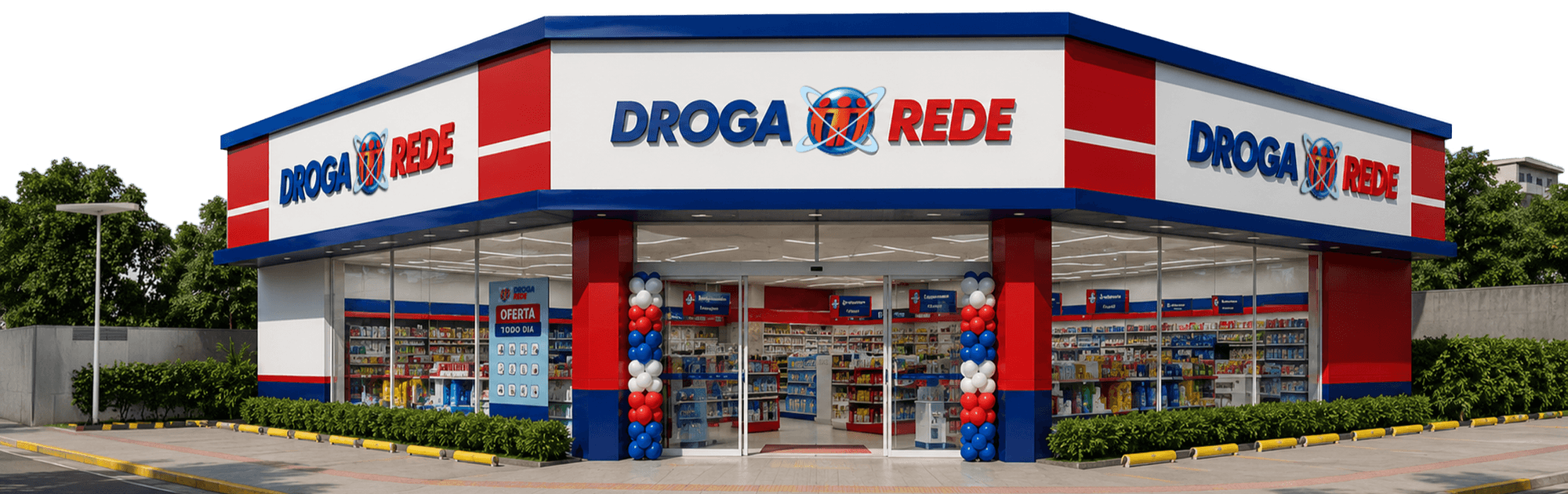 Fachada de uma loja Droga Rede